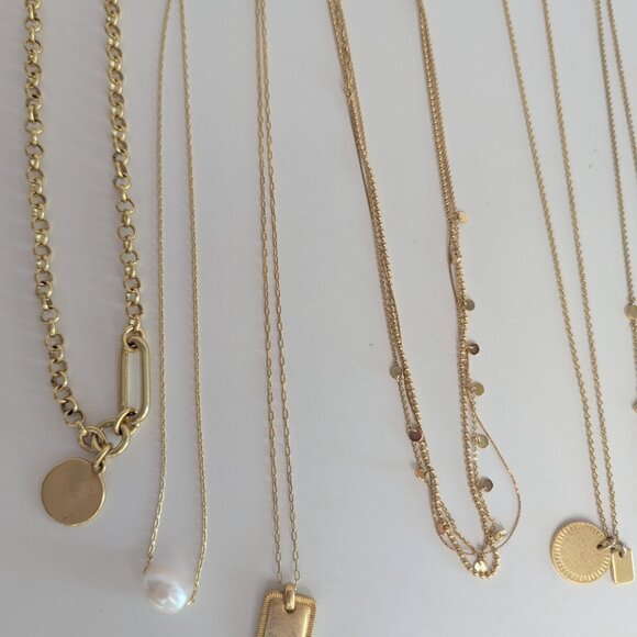 Madewell Anthropologie Gold Jewelry Bundle ✨ Layered Necklaces, Rings, Mega Lot - Picture 4 of 13